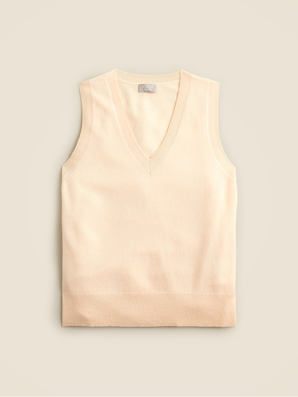 J. Crew new Cashmere Cream V-Neck Sleeveless Knit Vest